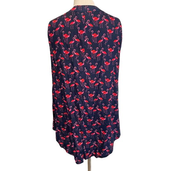 Escapada Flamingo Tank Women's Medium Navy Blue & Pink Novelty Bird Print Top - Picture 3 of 8